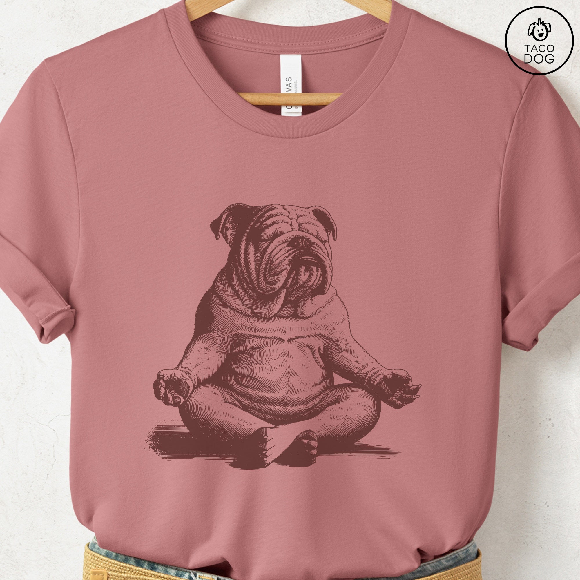 English Bulldog Meditate Yoga T-Shirt