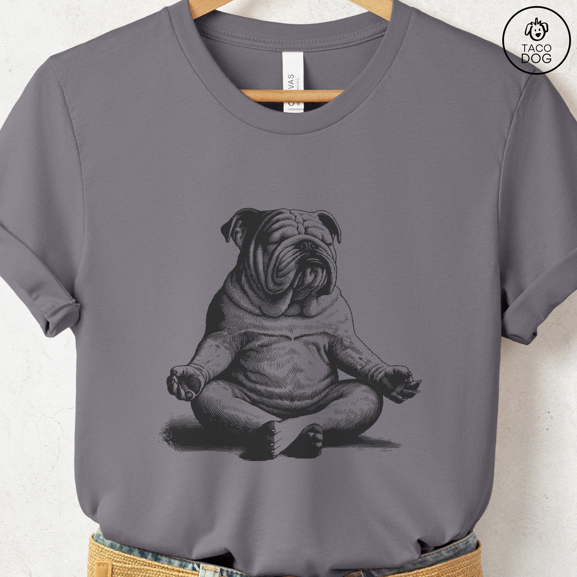 English Bulldog Meditate Yoga T-Shirt